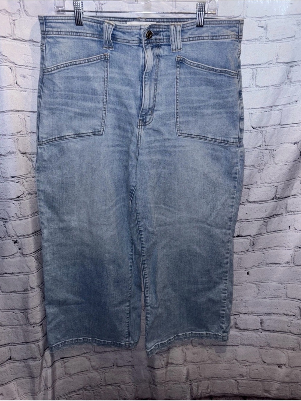 Daze Denim Cropped Wide Leg Blue Jeans Light Wash Women’s Size 32 Boho Flatterin